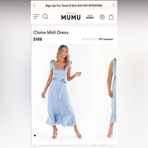 Show Me Your Mumu Bridesmaid Dress - Claire Midi in Steel Blue Luxe Satin Size M